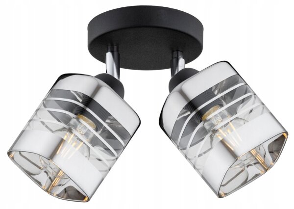 Deckenspot schwenkbar 2-flammig Metall Glas E27 L:25 cm
