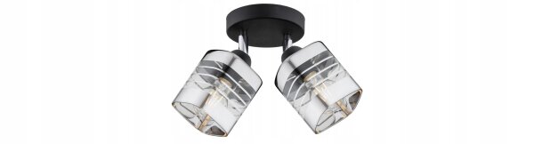 Deckenspot schwenkbar 2-flammig Metall Glas E27 L:25 cm