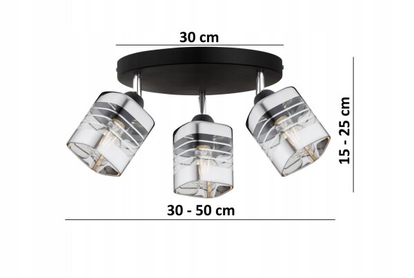 Deckenspot verstellbar 3-flammig E27 B:60 cm Modern