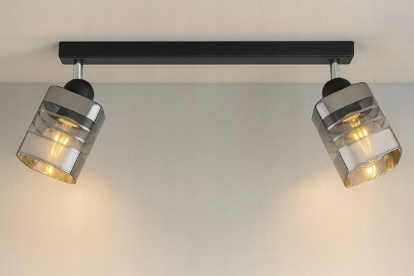 Deckenspot flexibel 2-flammig Glas Metall E27 L:40 cm