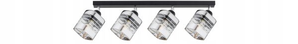 Deckenspot flexibel 4-flammig Glas Metall E27 L:60 cm
