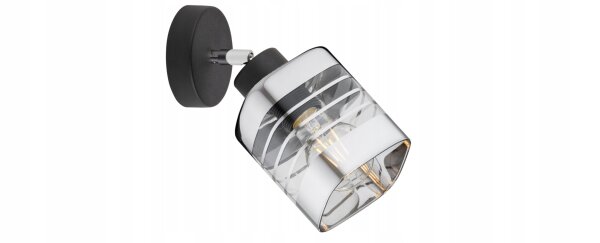 Wandspot verstellbar Silber Schwarz Metall E27 H:22 cm