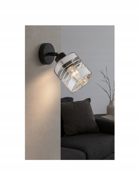 Wandspot verstellbar Silber Schwarz Metall E27 H:22 cm