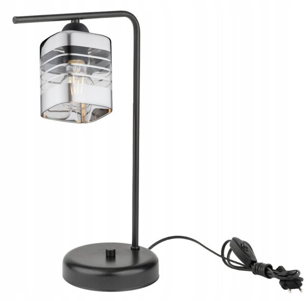 Tischlampe Glas Silber E27 H:38 cm Modern dekorativ