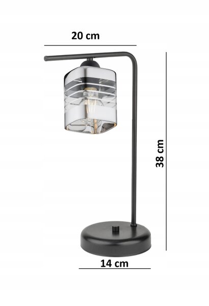 Tischlampe Glas Silber E27 H:38 cm Modern dekorativ