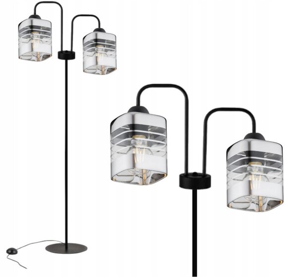 Stehleuchte 2-flammig Glas Silber E27 150 cm Modern