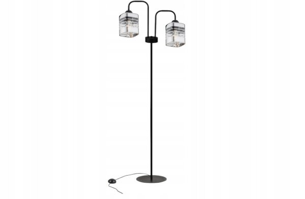 Stehleuchte 2-flammig Glas Silber E27 150 cm Modern