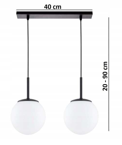Pendelleuchte Glas Schwarz 2-flammig E27 L:40 cm Modern