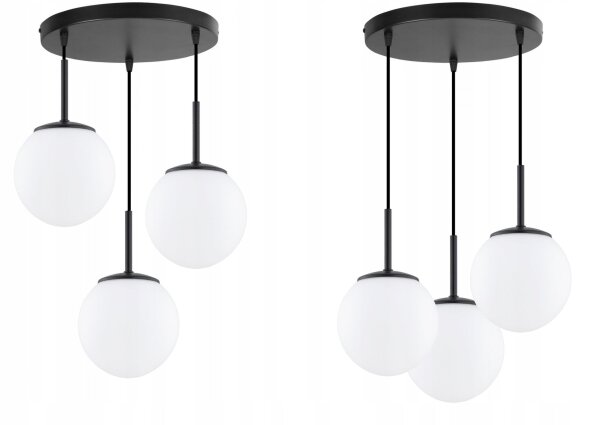 Pendelleuchte Glas Schwarz 3-flammig E27 B:30 cm Modern
