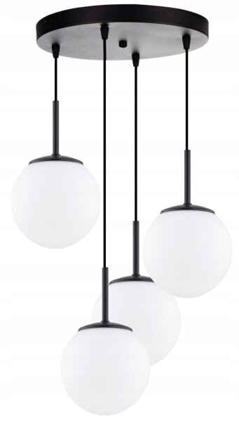 Pendelleuchte 4-flammig Glas Schwarz E27 B:30 cm Modern