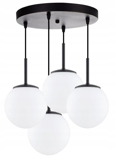 Pendelleuchte 4-flammig Glas Schwarz E27 B:30 cm Modern