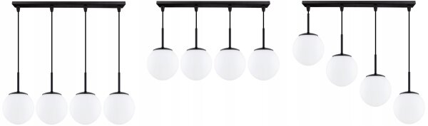 Pendelleuchte Glas Metall Schwarz 4-flammig E27 L:60 cm