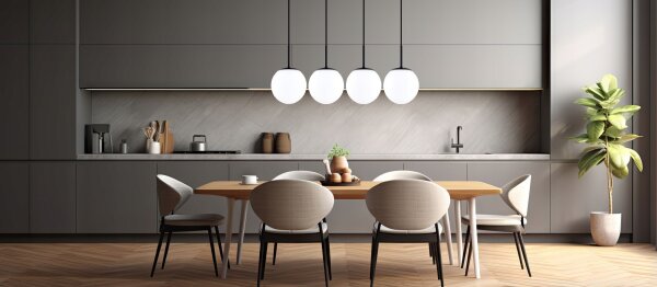 Pendelleuchte Glas Metall Schwarz 4-flammig E27 L:60 cm