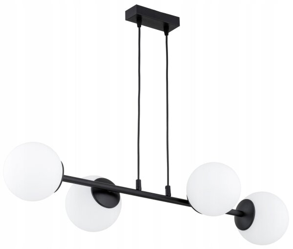 Pendelleuchte 4-flammig Schwarz Glas E27 L:60 cm Modern