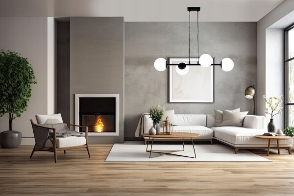 Pendelleuchte 4-flammig Schwarz Glas E27 L:60 cm Modern