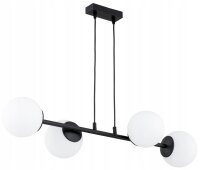 Pendelleuchte 4-flammig Schwarz Glas E27 L:60 cm Modern