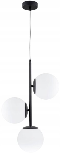 Pendelleuchte 3-flammig Glas Schwarz E27 B:14 cm Modern