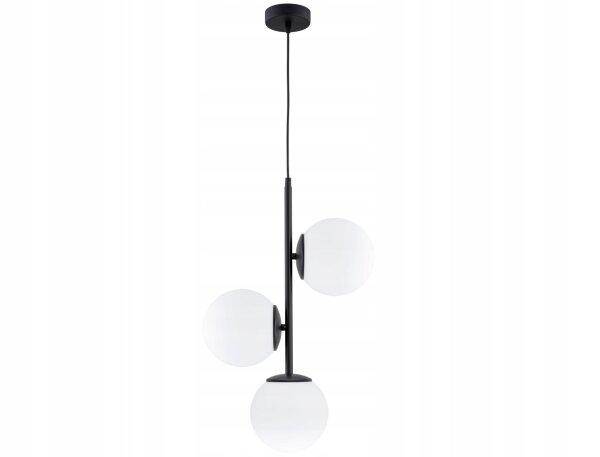 Pendelleuchte 3-flammig Glas Schwarz E27 B:14 cm Modern