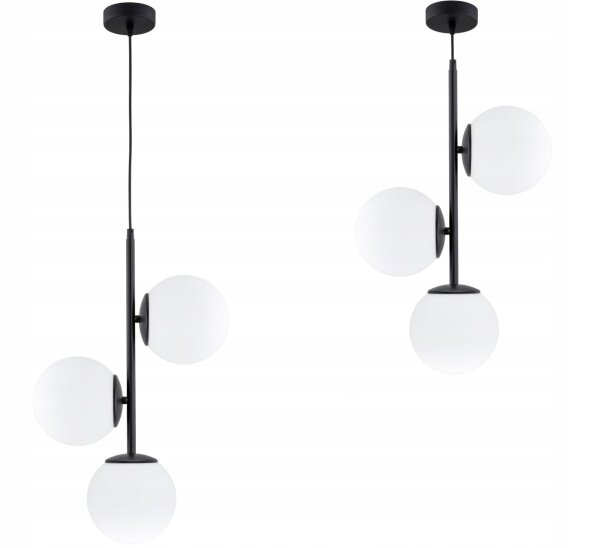 Pendelleuchte 3-flammig Glas Schwarz E27 B:14 cm Modern