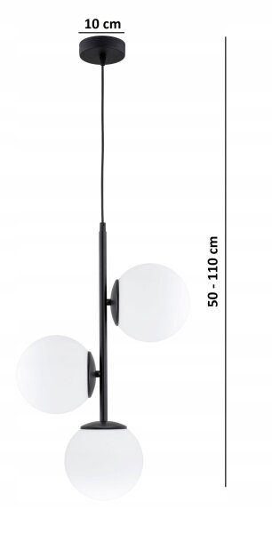 Pendelleuchte 3-flammig Glas Schwarz E27 B:14 cm Modern