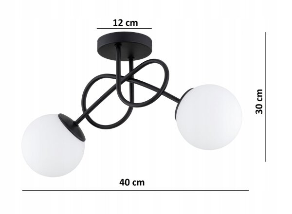 Deckenleuchte 2-flammig Metall Glas E27 B:30 cm Modern
