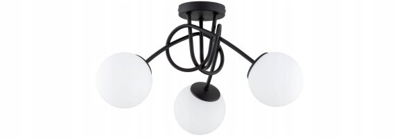 Deckenleuchte 3-flammig Glas Metall Schwarz E27 40 cm