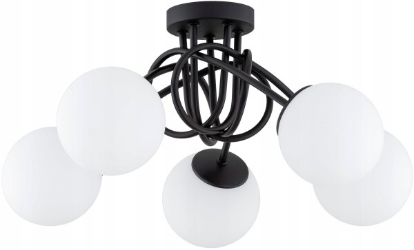 Deckenleuchte 5-flammig Glas Schwarz E27 B:40 cm Modern