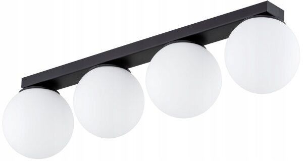 Deckenleuchte 4-flammig Glas Schwarz E27 L:60 cm Modern