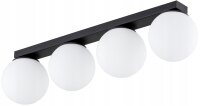 Deckenleuchte 4-flammig Glas Schwarz E27 L:60 cm Modern