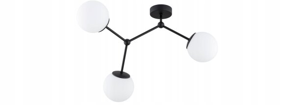 Deckenleuchte 3-flammig Glas Metall Schwarz E27 60 cm