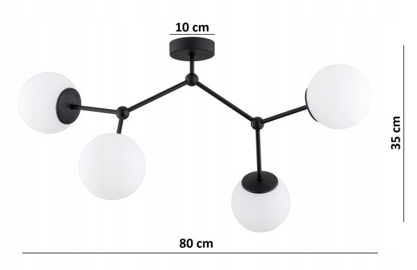 Deckenleuchte 4-flammig Glas Metall E27 L:80 cm Modern