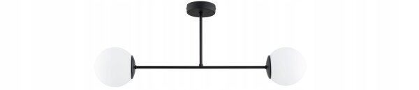 Deckenleuchte 2-flammig Glas Schwarz E27 L:70 cm Modern