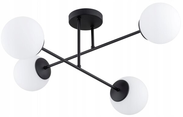 Deckenleuchte 4-flammig Glas Schwarz E27 70 cm blendarm
