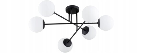 Deckenleuchte 6-flammig Glas Schwarz E27 70 cm blendarm