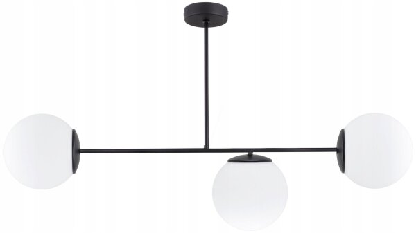 Deckenleuchte 3-flammig Glas Schwarz E27 L:40 cm Modern