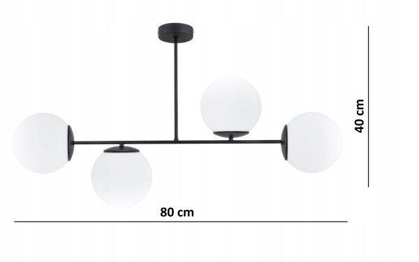 Deckenleuchte 4-flammig Metall Glas E27 L:40 cm Modern