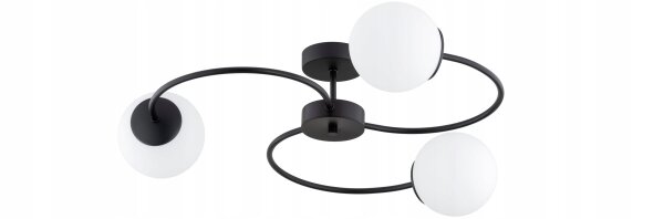 Deckenleuchte 3-flammig Glas Schwarz E27 B:60 cm Modern