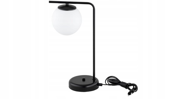Tischleuchte Glas Schwarz Weiß E27 H:38 cm blendarm