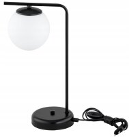 Tischleuchte Glas Schwarz Wei&szlig; E27 H:38 cm blendarm