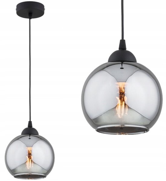 Pendelleuchte Rauchglas Schwarz E27 B:15 cm Modern