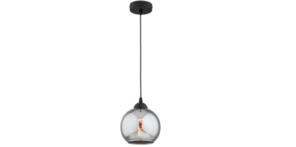 Pendelleuchte Rauchglas Schwarz E27 B:15 cm Modern