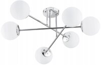 Deckenleuchte 6-flammig Glas Metall Silber E27 B:70 cm