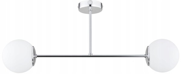 Deckenleuchte 2-flammig Metall Glas Silber E27 B:70 cm