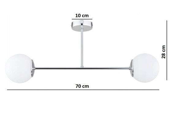 Deckenleuchte 2-flammig Metall Glas Silber E27 B:70 cm