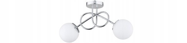 Deckenleuchte 2-flammig Glas Weiß Silber E27 B:70 cm