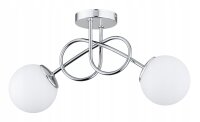 Deckenleuchte 2-flammig Glas Weiß Silber E27 B:70 cm