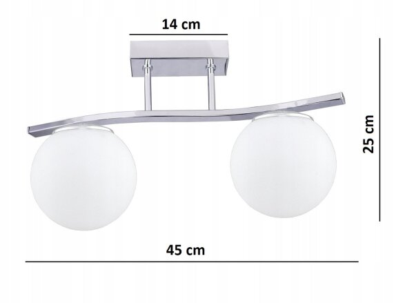 Deckenleuchte 2-flammig Glas Silber E27 45 cm blendarm