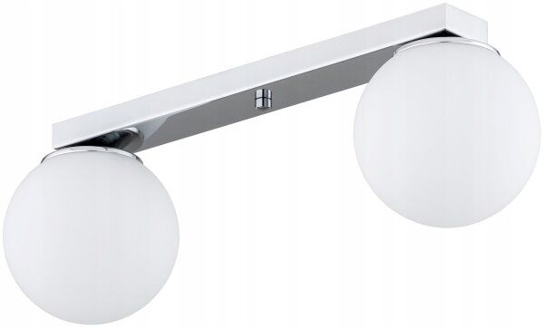 Deckenleuchte 2-flammig Metall Glas Silber E27 L:40 cm