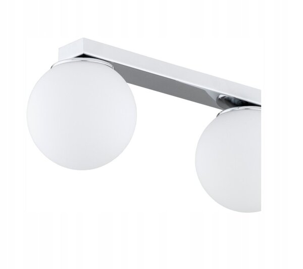 Deckenleuchte 2-flammig Metall Glas Silber E27 L:40 cm