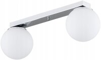 Deckenleuchte 2-flammig Metall Glas Silber E27 L:40 cm